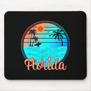 Tapis De Souris Coucher de soleil tropical sur un palmier vintage 