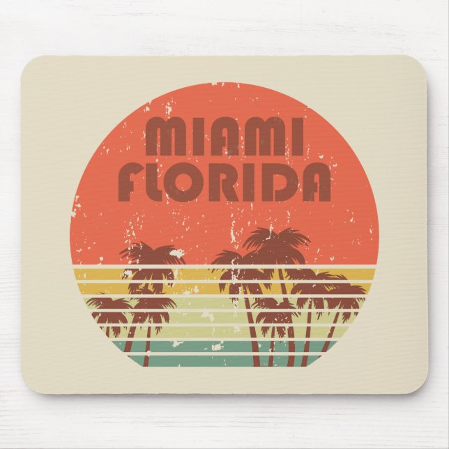 Tapis De Souris Coucher de soleil vintage Miami Beach Floride (Devant)