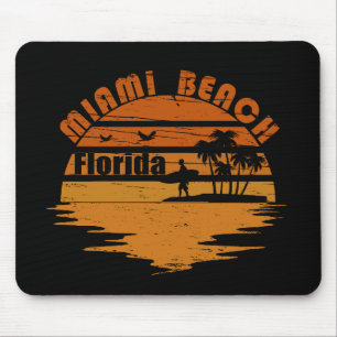 Tapis De Souris Coucher de soleil vintage Miami Beach Floride