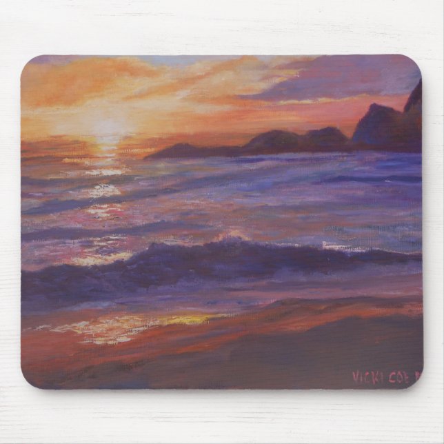 Tapis De Souris Coucher du soleil à la plage Half Moon Bay de (Devant)