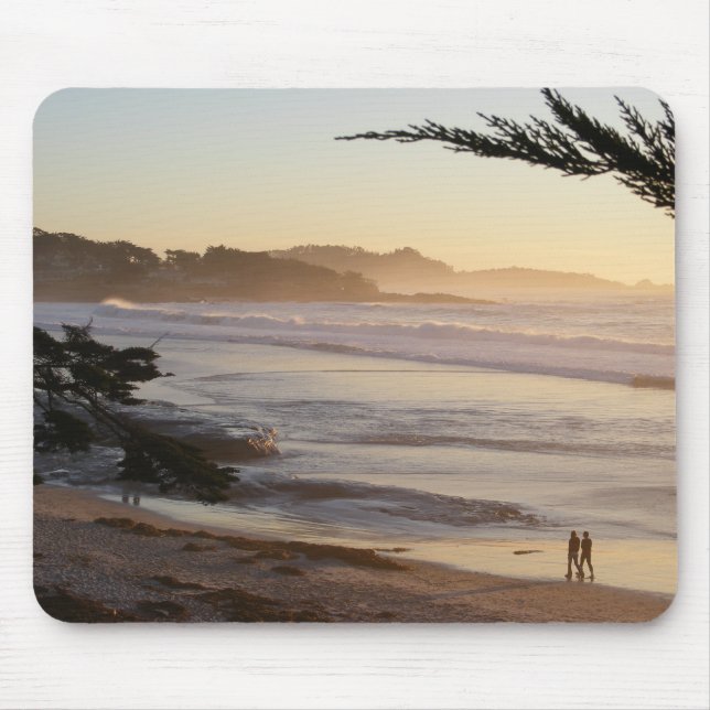 Tapis De Souris Coucher du soleil couleur pêche de plage de Carmel (Devant)
