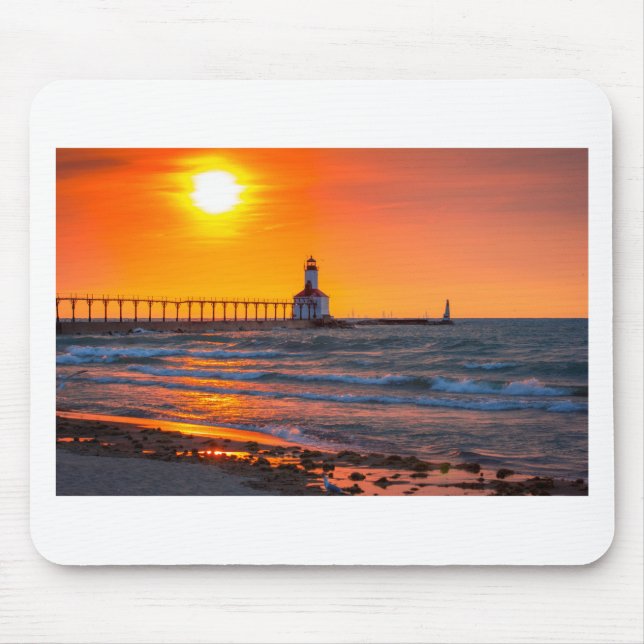 Tapis De Souris Coucher du soleil de phare (Devant)