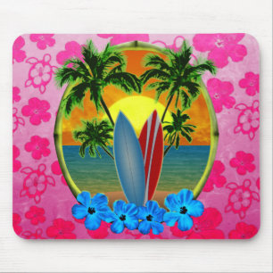 Tapis De Souris Coucher du soleil et planches de surf
