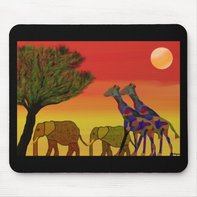 Tapis De Souris Coucher du soleil Mousepad de jungle (Devant)
