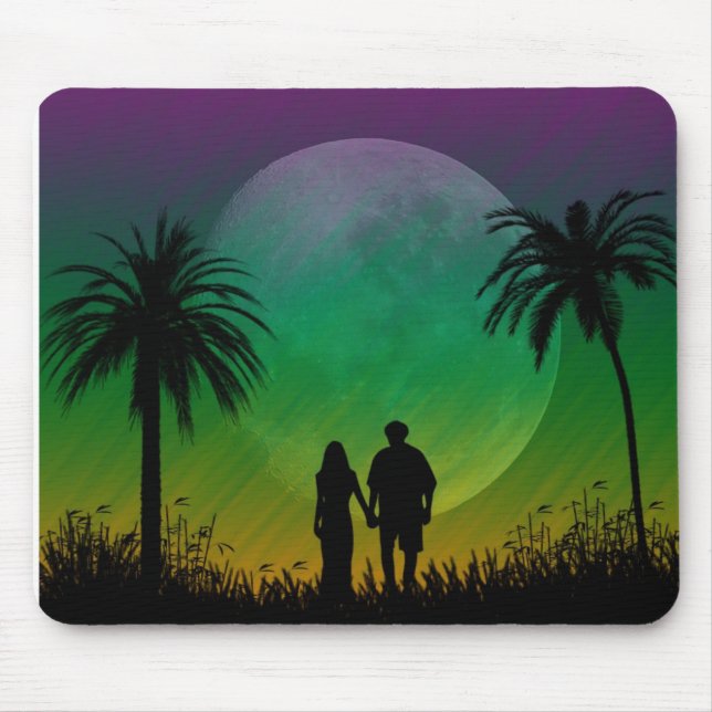 Tapis De Souris Coucher du soleil Mousepad de palmier (Devant)