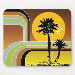 Tapis De Souris Coucher du soleil tropical de plage de palmiers le