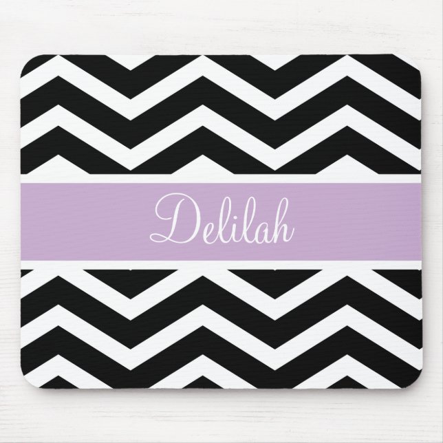 Tapis De Souris Couleur Chevron blanc noir (Devant)