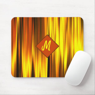 Tapis De Souris Couleur de flamme de feu du Monogramme jaune rouge