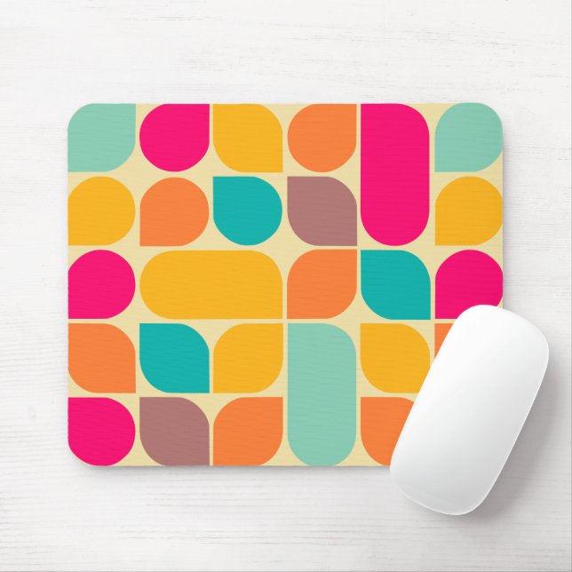 Tapis De Souris Couleur motif rétro (Avec souris)