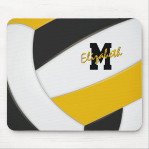 Tapis De Souris couleurs d'équipe noir or volleyball personnalisé