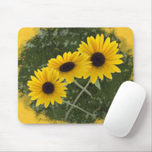 Tapis De Souris Couleurs d'été avec trois tournesols photo