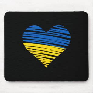 Tapis De Souris Couleurs du drapeau du cœur ukrainien Bleu Jaune U