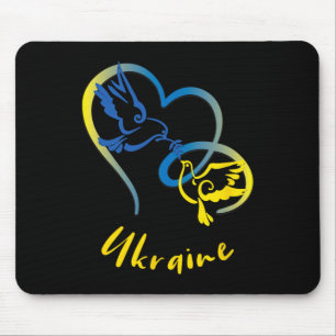 Tapis De Souris Couleurs du drapeau ukrainien Colombes de la paix