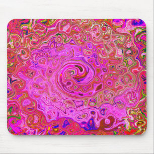 Tapis De Souris Couleurs marbrées roses chaudes Abstrait torse rét