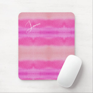 Tapis De Souris Couleurs Pastel De L'Aquarelle Rose Monogramme