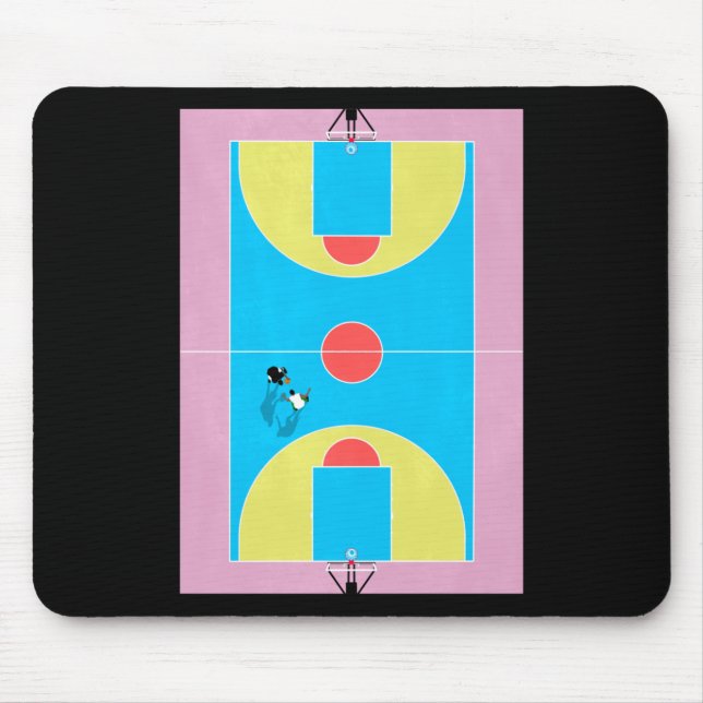 Tapis De Souris Couleurs pastel du terrain de basket (Devant)
