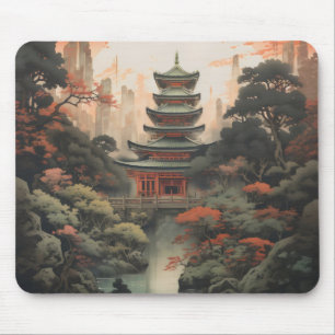 Tapis De Souris Couleurs Paysage Maison asiatique
