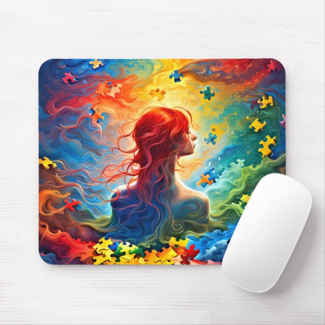 Tapis De Souris Couleurs vives Autisme Maman Mousepad (Avec souris)