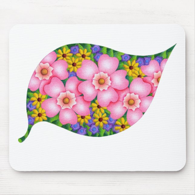 Tapis De Souris Couleurs vives de fleurs. (Devant)