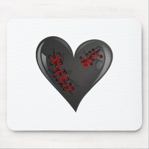 Tapis De Souris Coupe de saignement noir Coeur de guérison brisé o