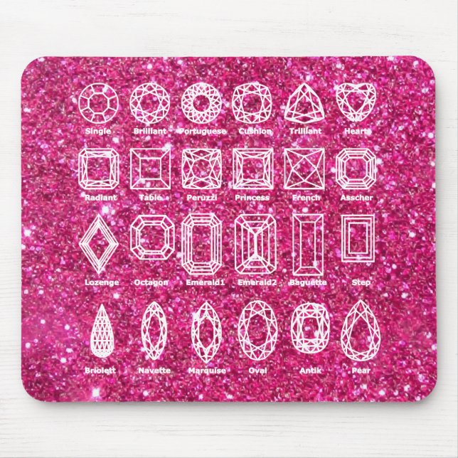 Tapis De Souris Coupes de diamant_Parties scintillant_rose (Devant)