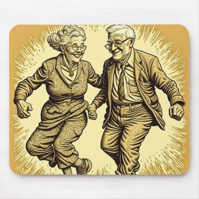 Tapis De Souris Couple âgé mignon dansant (Devant)