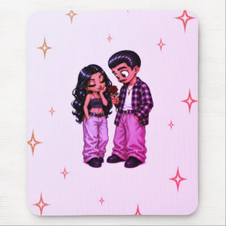 Tapis De Souris Couple Chicano Amour Rose Rouge Romantique