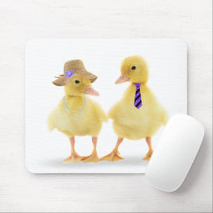 Tapis De Souris Couple de canard mignon sur blanc