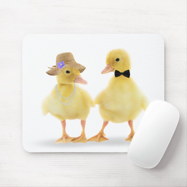 Tapis De Souris Couple de canard mignon sur blanc (Avec souris)