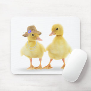 Tapis De Souris Couple de canard mignon sur blanc