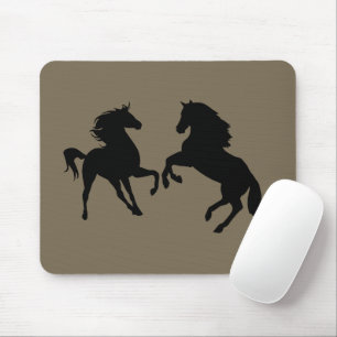 Tapis de souris couple de cheval noir couleurs per