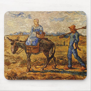 Tapis De Souris Couple de paysans du matin allant au travail