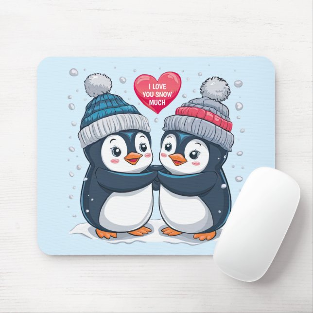Tapis De Souris Couple de pingouin (Avec souris)