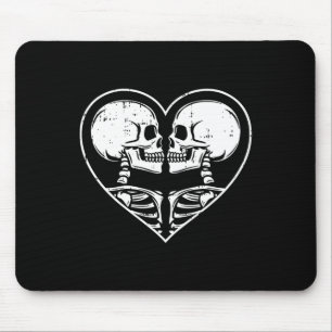 Tapis De Souris Couple de squelettes cœur Halloween squelette os c