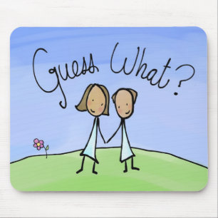 Tapis De Souris Couple Lesbienne mignonne Devinez quoi