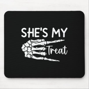 Tapis De Souris Couple Ma Treat Skeleton Correspondant Halloween C
