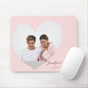 Tapis De Souris Couple Photo Personnalisé Coeur rose