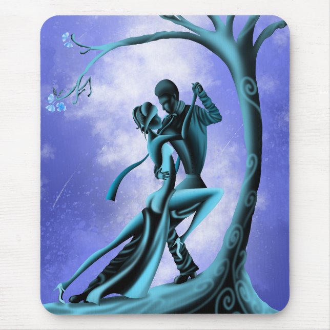 Tapis De Souris Couple romantique dansant le tango bleu (Devant)