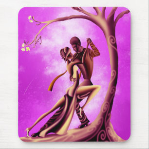 Tapis De Souris Couple romantique dansant le tango rose