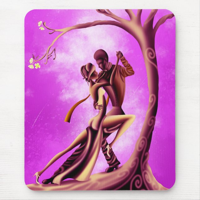 Tapis De Souris Couple romantique dansant le tango rose (Devant)