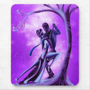 Tapis De Souris Couple romantique dansant le tango violet