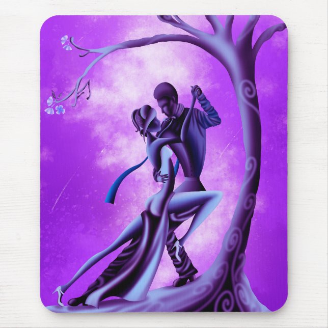 Tapis De Souris Couple romantique dansant le tango violet (Devant)