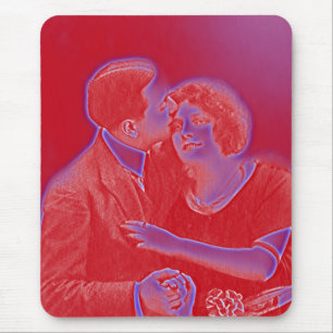 Tapis De Souris Couple Valentin vintage en rouge
