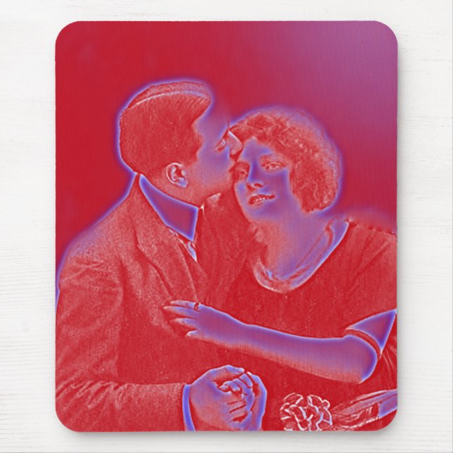 Tapis De Souris Couple Valentin vintage en rouge (Devant)