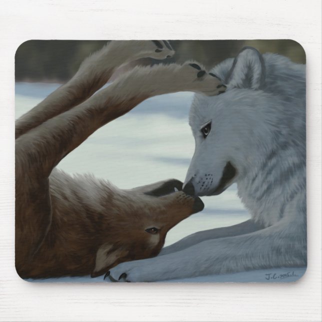 Tapis De Souris Couples doux de loup (Devant)