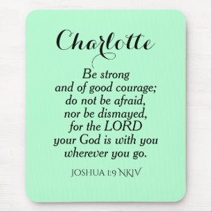 Tapis De Souris Courage vert clair Bible Verset Nom personnalisé S