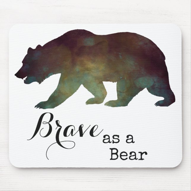 Tapis De Souris Courageux comme un Ours Typographie Aquarelle (Devant)