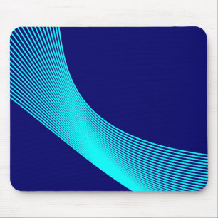 Tapis De Souris Courbes Bézier - Cyan sur Bleu foncé 000066