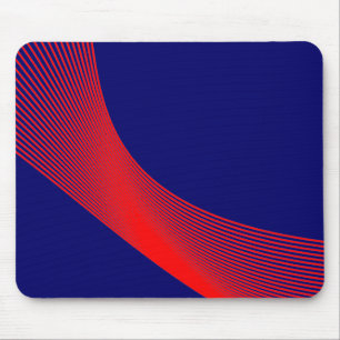 Tapis De Souris Courbes Bézier - Rouge sur Bleu foncé 000066