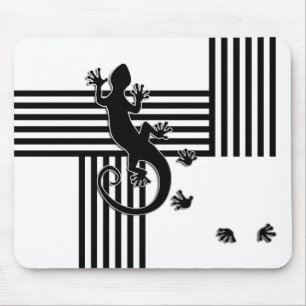 Tapis De Souris Courir Gecko - bandes noir et blanc abstrait